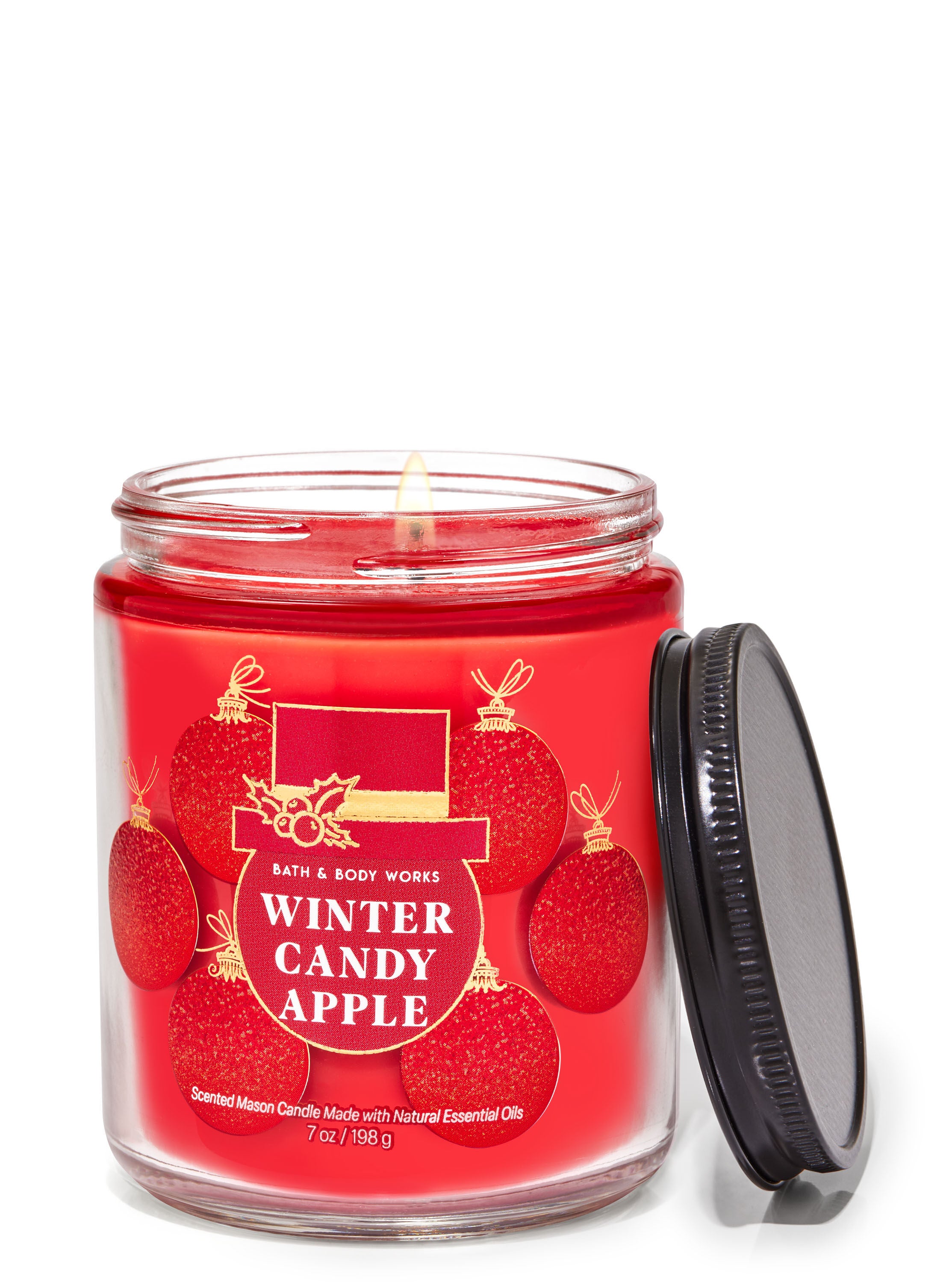 Winter Candy Apple Mason Single Wick Candle