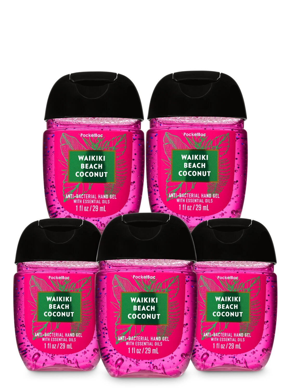 Waikiki Beach Coconut Pocketbac Hand Sanitizer 5 Pack Bath