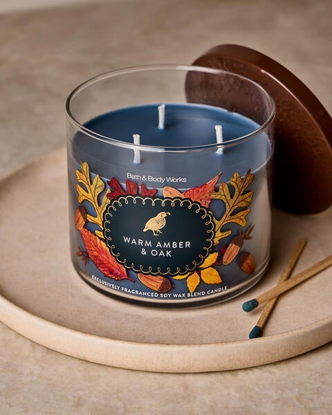 Warm Amber & Oak 3-Wick Candle