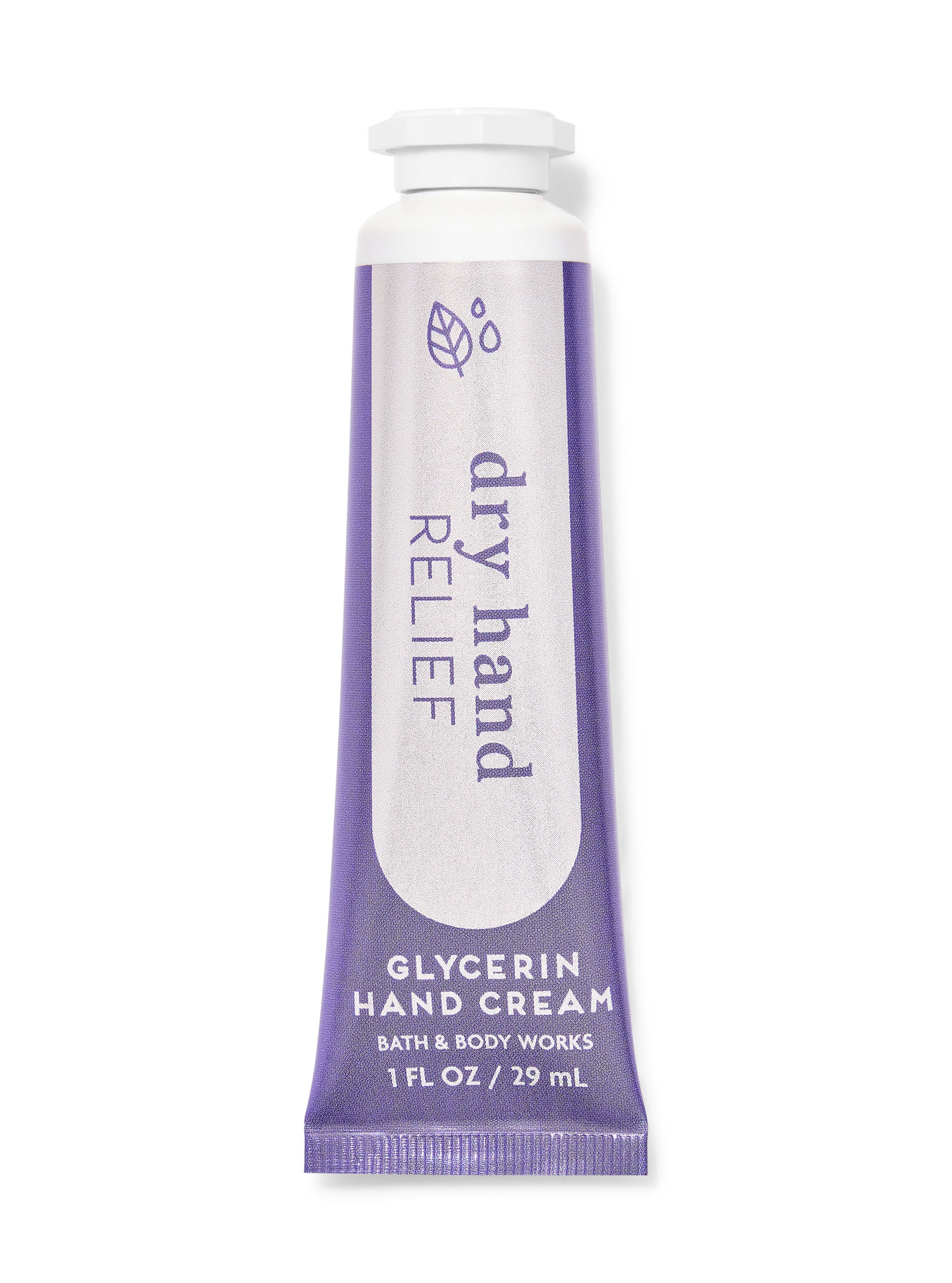 A purple and white bottle of hand cream