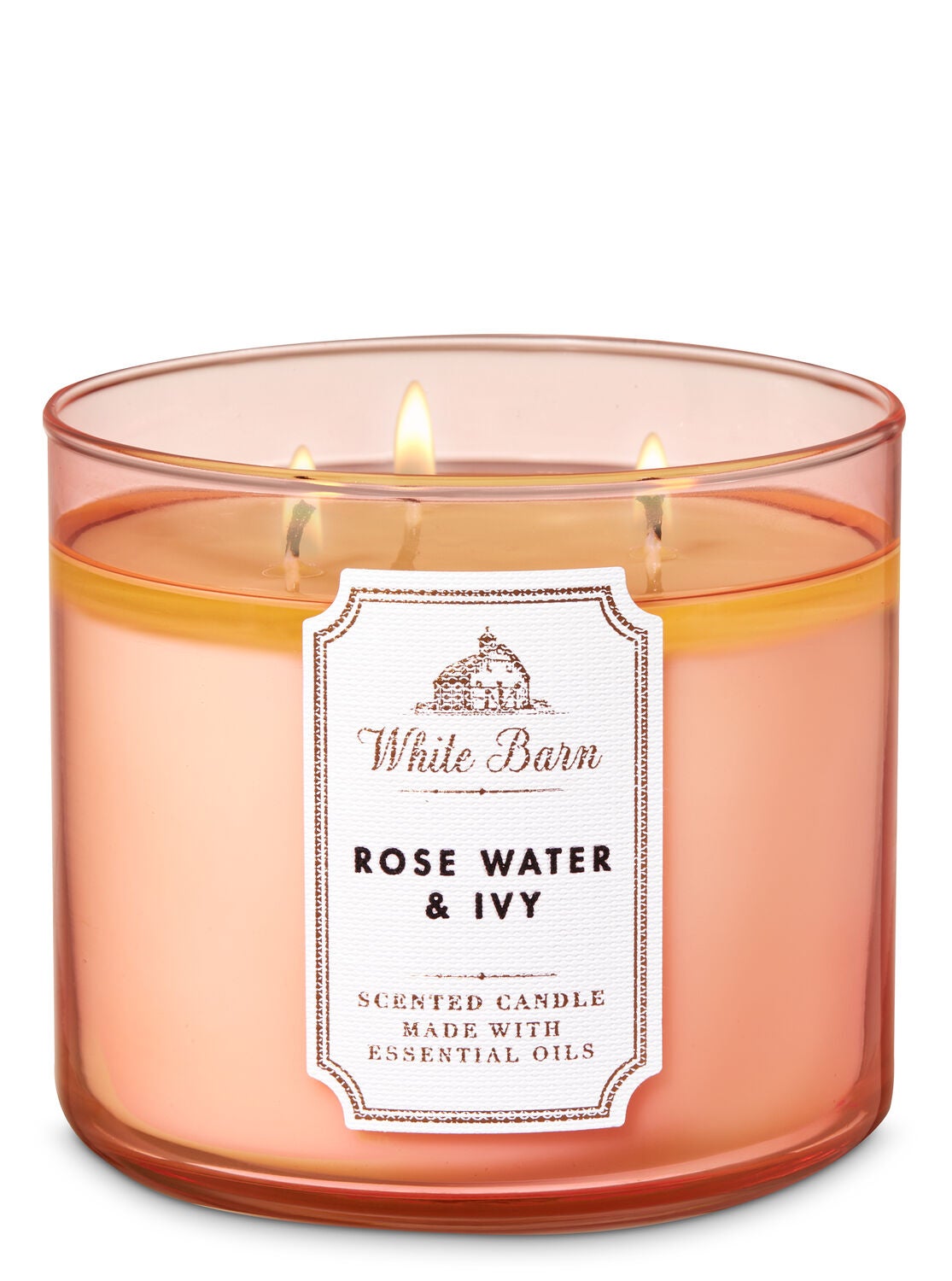 Rose Water Ivy 3 Wick Candle White Barn Bath Body Works