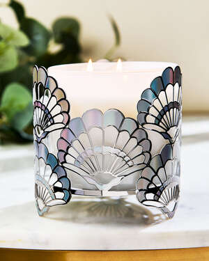 Opalescent Seashells 3-Wick Candle Holder
