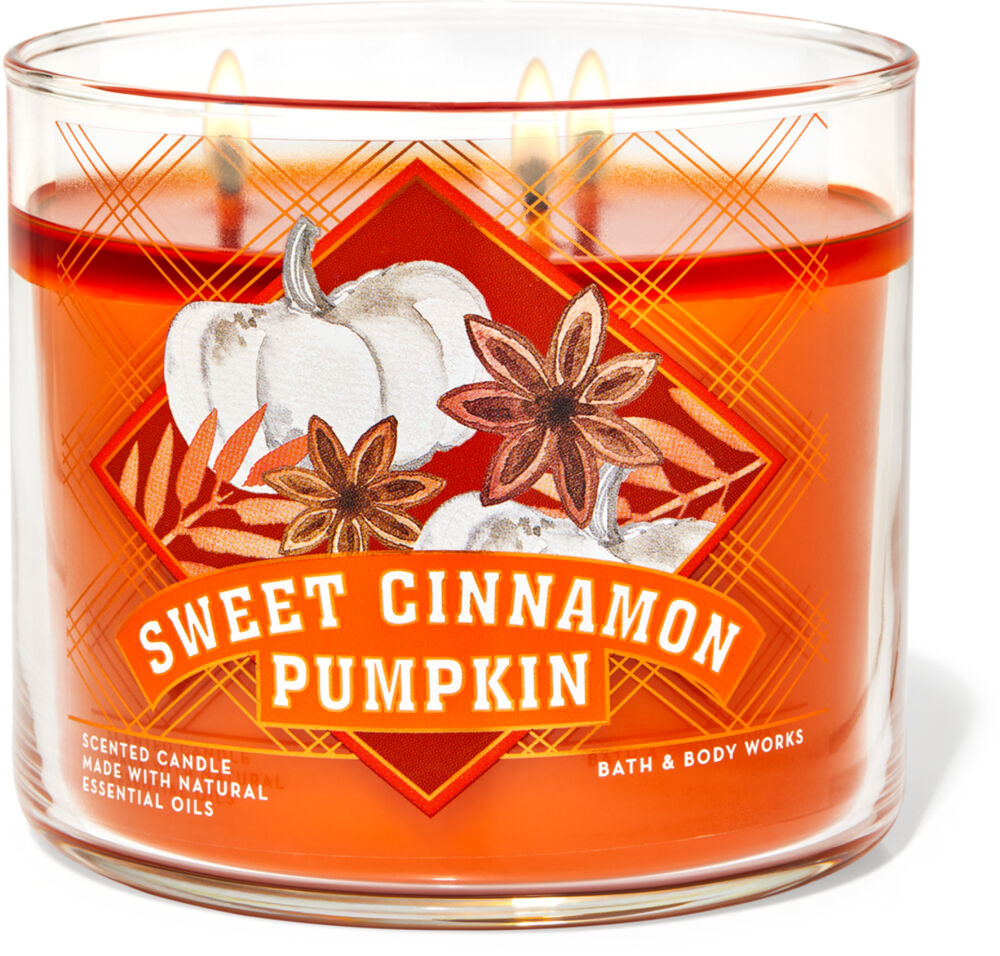 Bath And Body Works Sweet Cinnamon Pumpkin 3 Wick Candle 