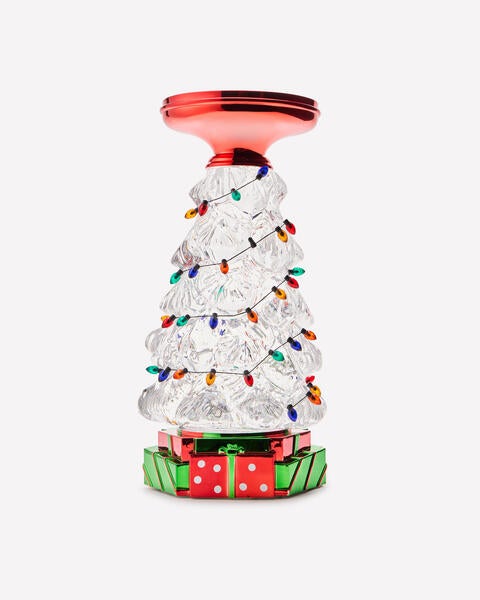 Christmas Tree Water Globe 3-Wick Candle Holder