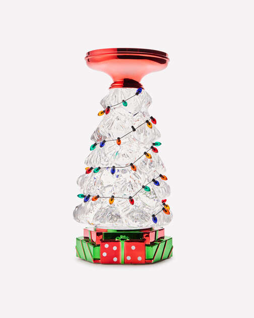Christmas Tree Water Globe 3-Wick Candle Holder