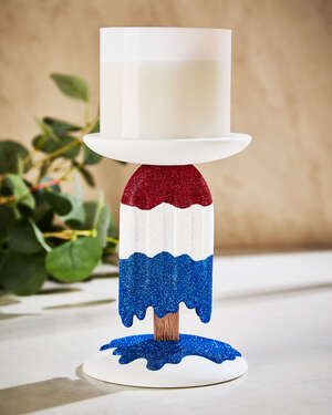 Patriotic Popsicle Pedestal 3-Wick Candle Holder