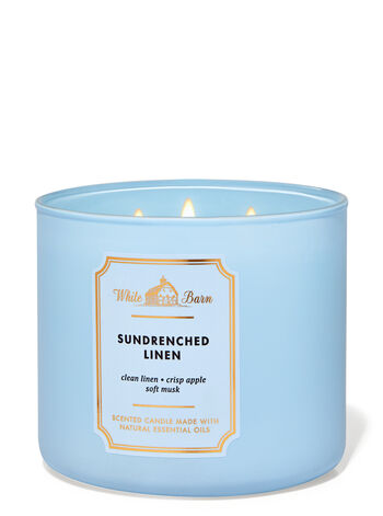 Sun-Drenched Linen 3-Wick Candle - White Barn