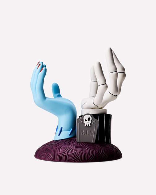 Jack Skellington & Sally Hands Pedestal 3-Wick Candle Holder