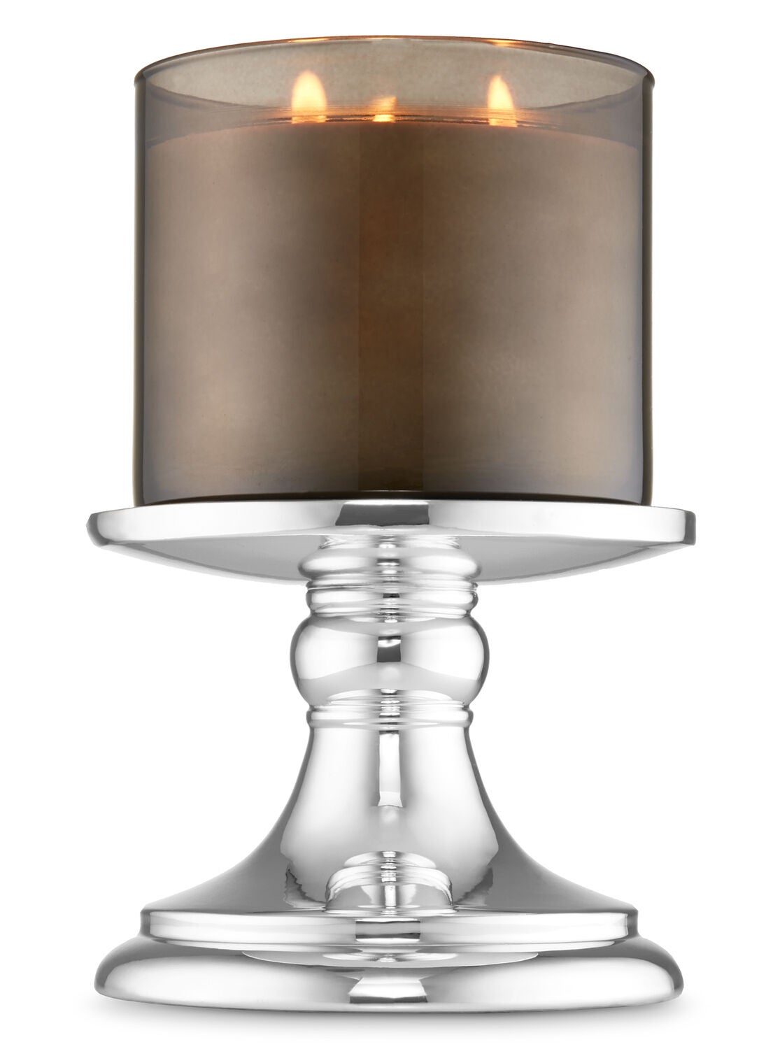 Mirrored Silver Pedestal 3-Wick Candle Holder - Bath And Body Works