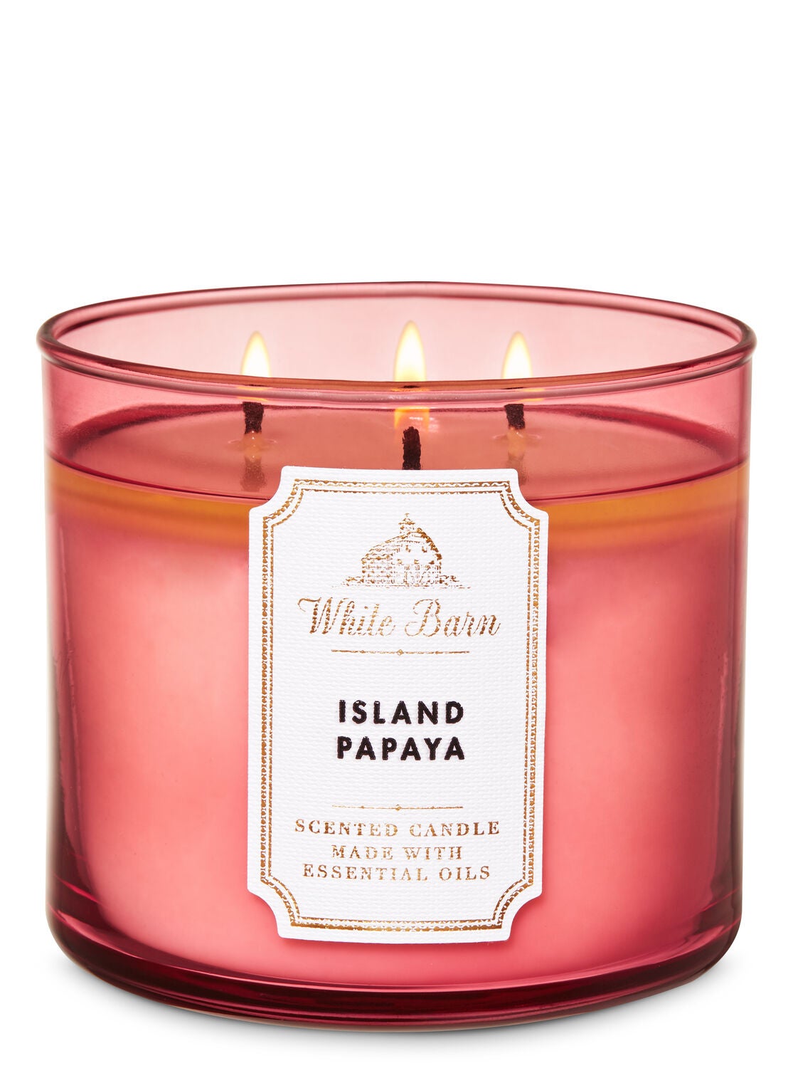 White Barn Island Papaya 3-Wick Candle - Bath And Body Works