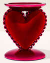 Ruffled Heart Cushion Pedestal 3-Wick Candle Holder