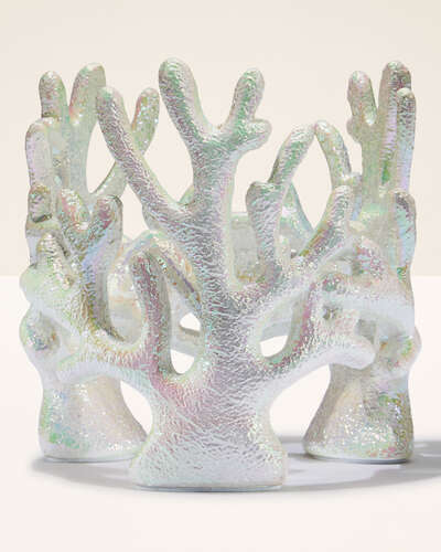 Iridescent Coral Pedestal 3-Wick Candle Holder