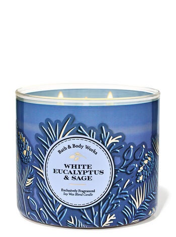 White Eucalyptus & Sage 3-Wick Candle  | Bath & Body Works