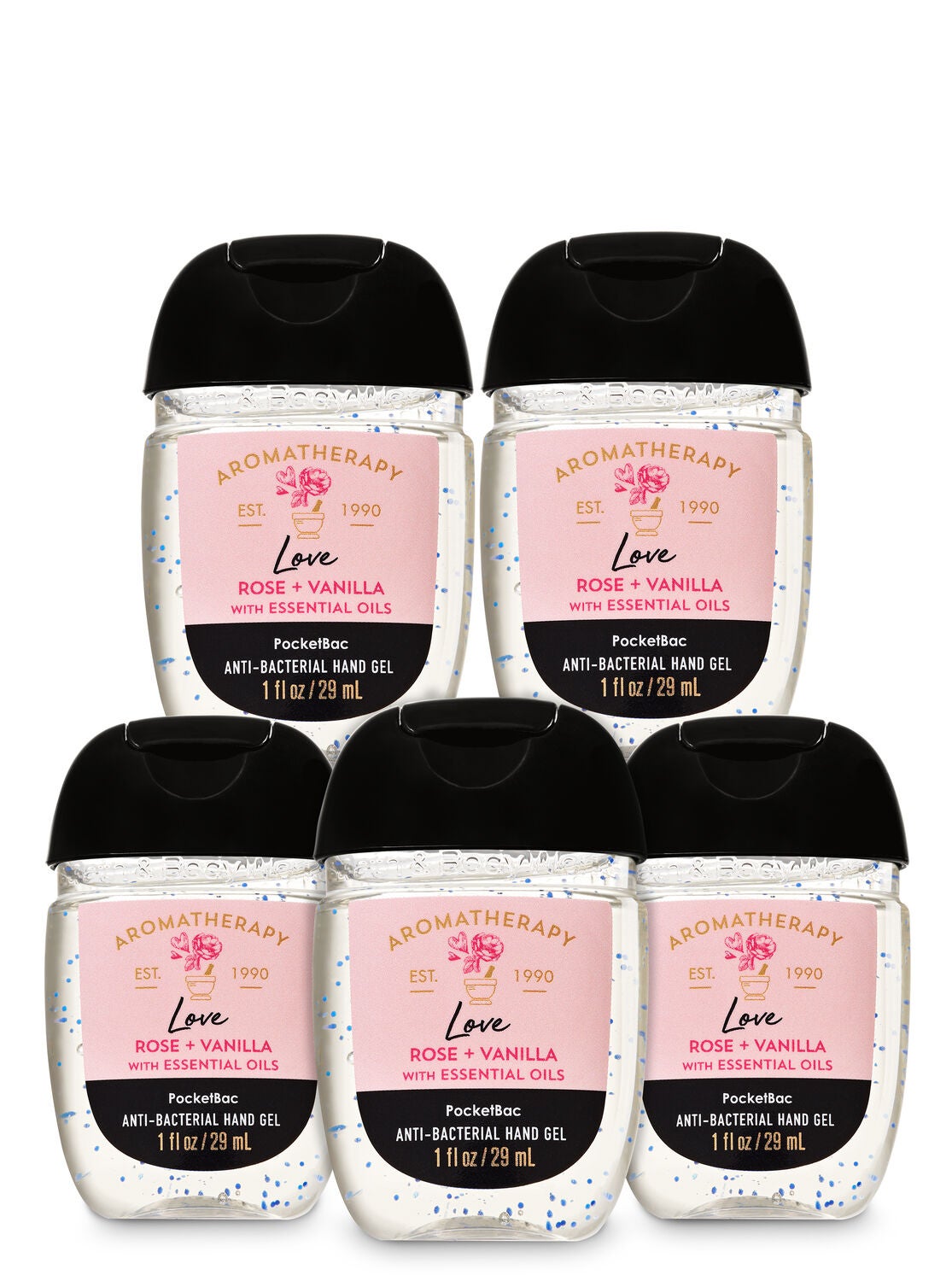Rose Vanilla Pocketbac Hand Sanitizer 5 Pack Aromatherapy