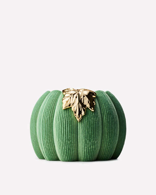 Green Corduroy Pumpkin 3-Wick Candle Holder