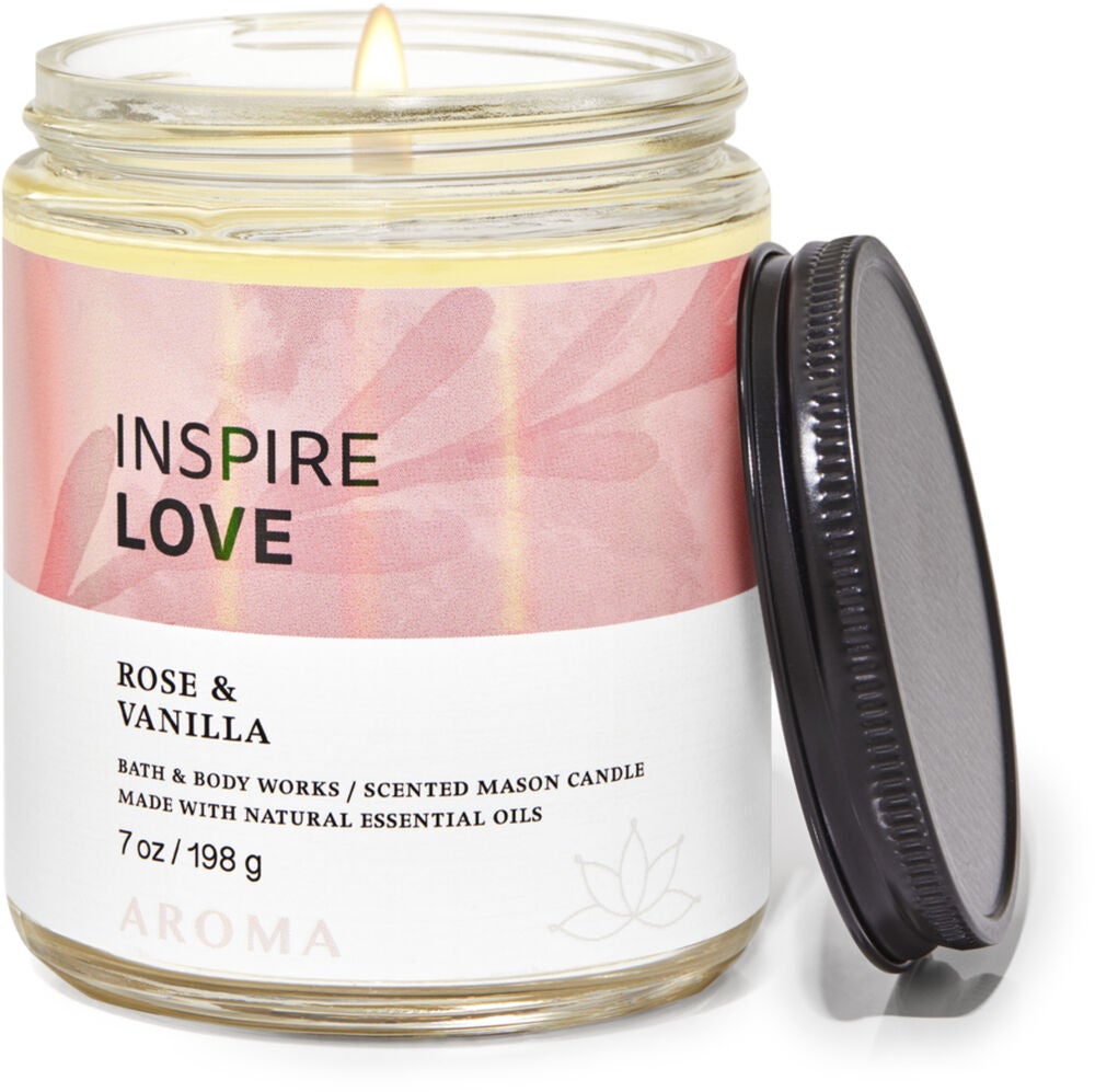 Rose Vanilla Mason Single Wick Candle