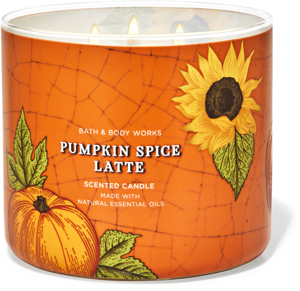 BATH & BODY WORKS 3 WICK CANDLE HOLDER WHITE PUMPKINS FALL GLASS PEDESTAL NEW 