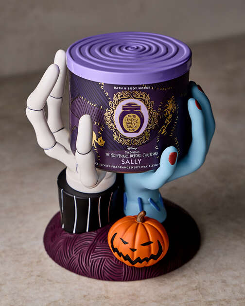 Jack Skellington & Sally Hands Pedestal 3-Wick Candle Holder