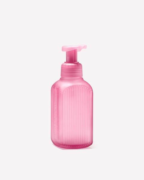 Mauve Ribbed Glass Gentle & Clean Foaming Hand Soap Dispenser