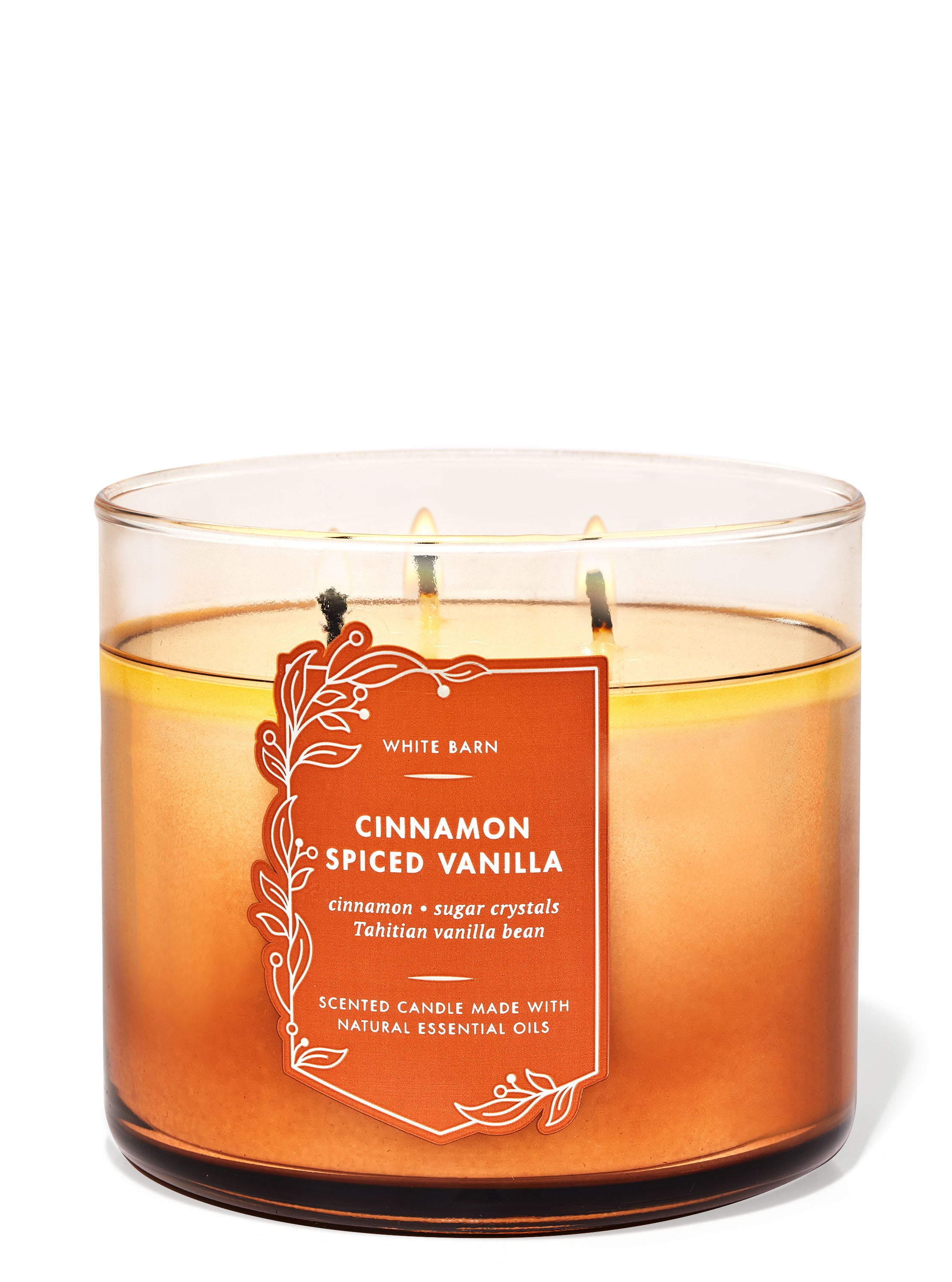 Cinnamon Spiced Vanilla 3 Wick Candle White Barn Bath Body Works