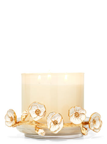 Glass Floral Branch 3-Wick Candle Holder