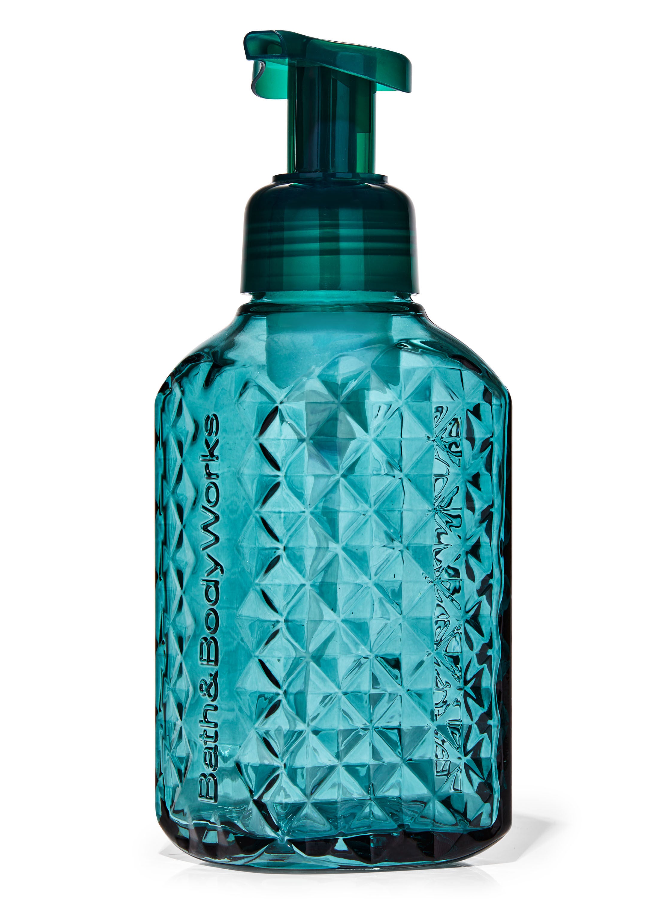 Faceted Green Glass Gentle Clean Foaming Hand Soap Dispenser
