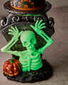 Glow-in-the-Dark Skeleton Boo! Pedestal 3-Wick Candle Holder