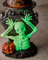 Glow-in-the-Dark Skeleton Boo! Pedestal 3-Wick Candle Holder