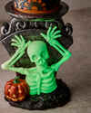 Glow-in-the-Dark Skeleton Boo! Pedestal 3-Wick Candle Holder