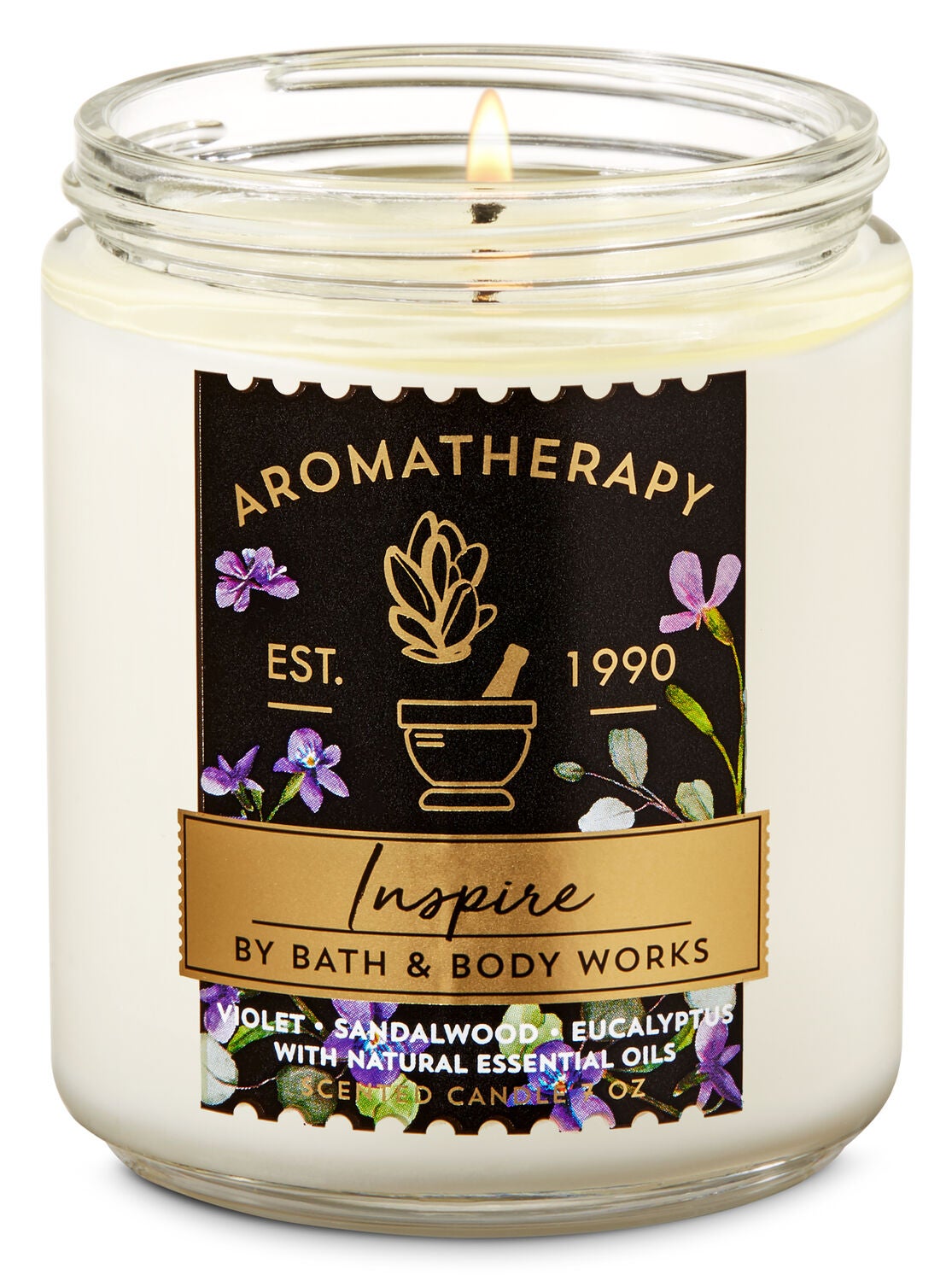 Violet Sandalwood Eucalyptus Single Wick Candle Aromatherapy