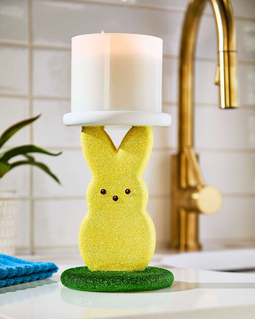PEEPS&reg; Glittery Marshmallow Bunny 3-Wick Candle Holder
