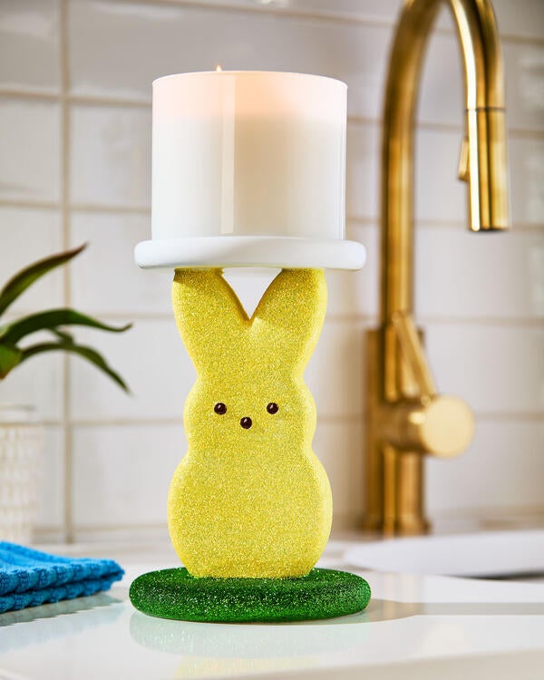 PEEPS® Glittery Marshmallow Bunny 3-Wick Candle Holder