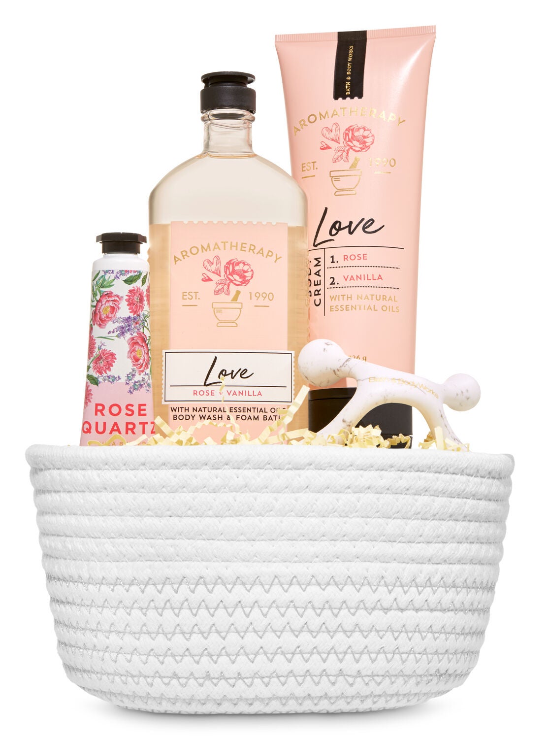 Rose Lover's White & Silver Basket Gift Set - Bath And Body Works