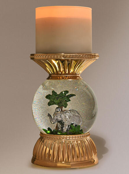 Elephant Water Globe 3-Wick Candle Holder