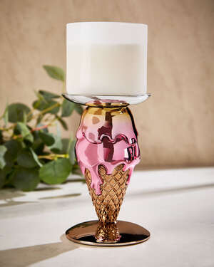 Double-Scoop Cone Pedestal 3-Wick Candle Holder