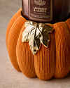 Orange Corduroy Pumpkin 3-Wick Candle Holder