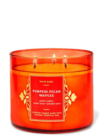 Pumpkin Pecan Waffles 3Wick Candle White Barn Bath & Body Works