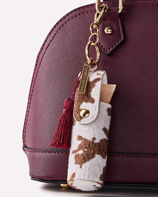 Faux Cowhide Spray Sanitizer & Lip Holder