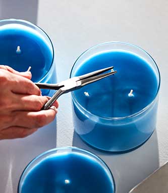Candle wick placement