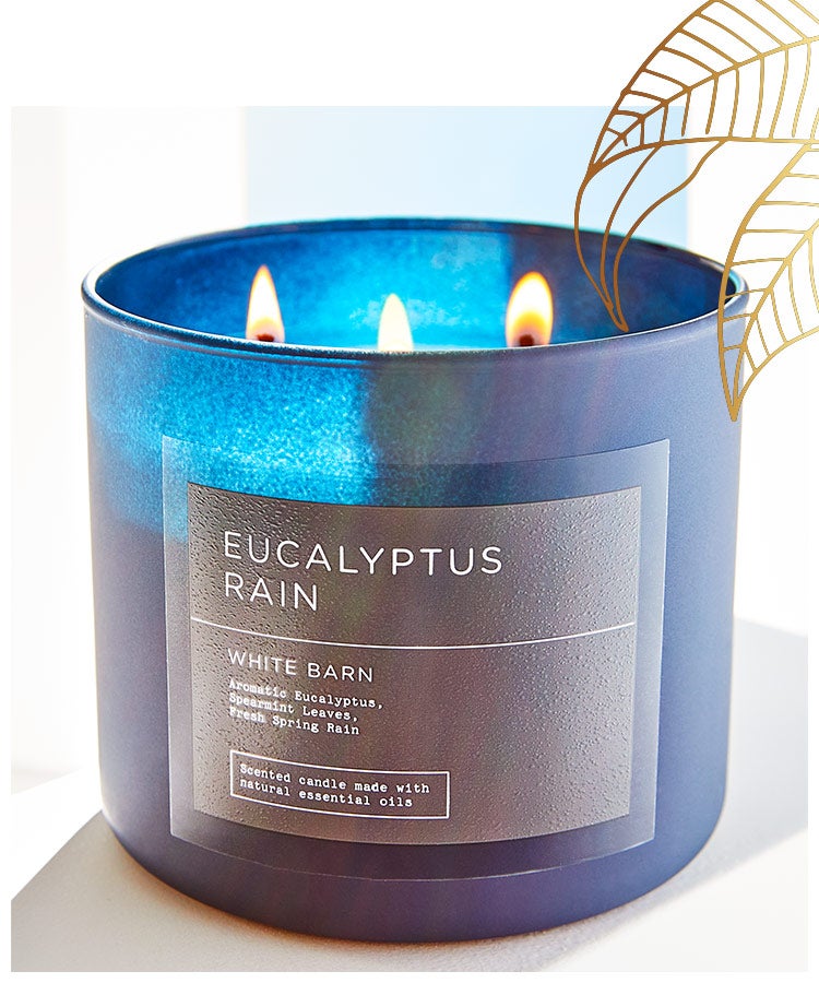 2 Eucalyptus Rain Candles White BarnBath and Body Works www