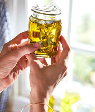 Oil and botanical in jar