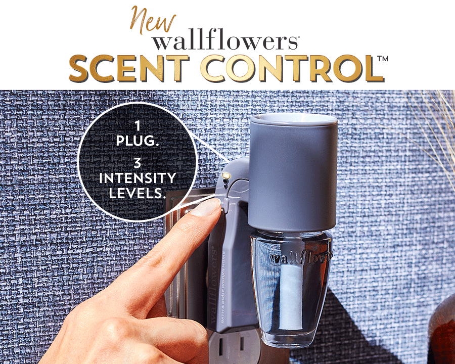 1 plug. 3 intensity levels. New Wallflowers Scent Control™.