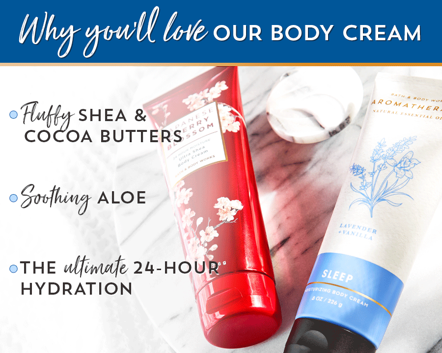 Why you'll love our body cream. Fluffy shea & cocoa butters. Soothing aloe. The ultimate 24-hour hydration.