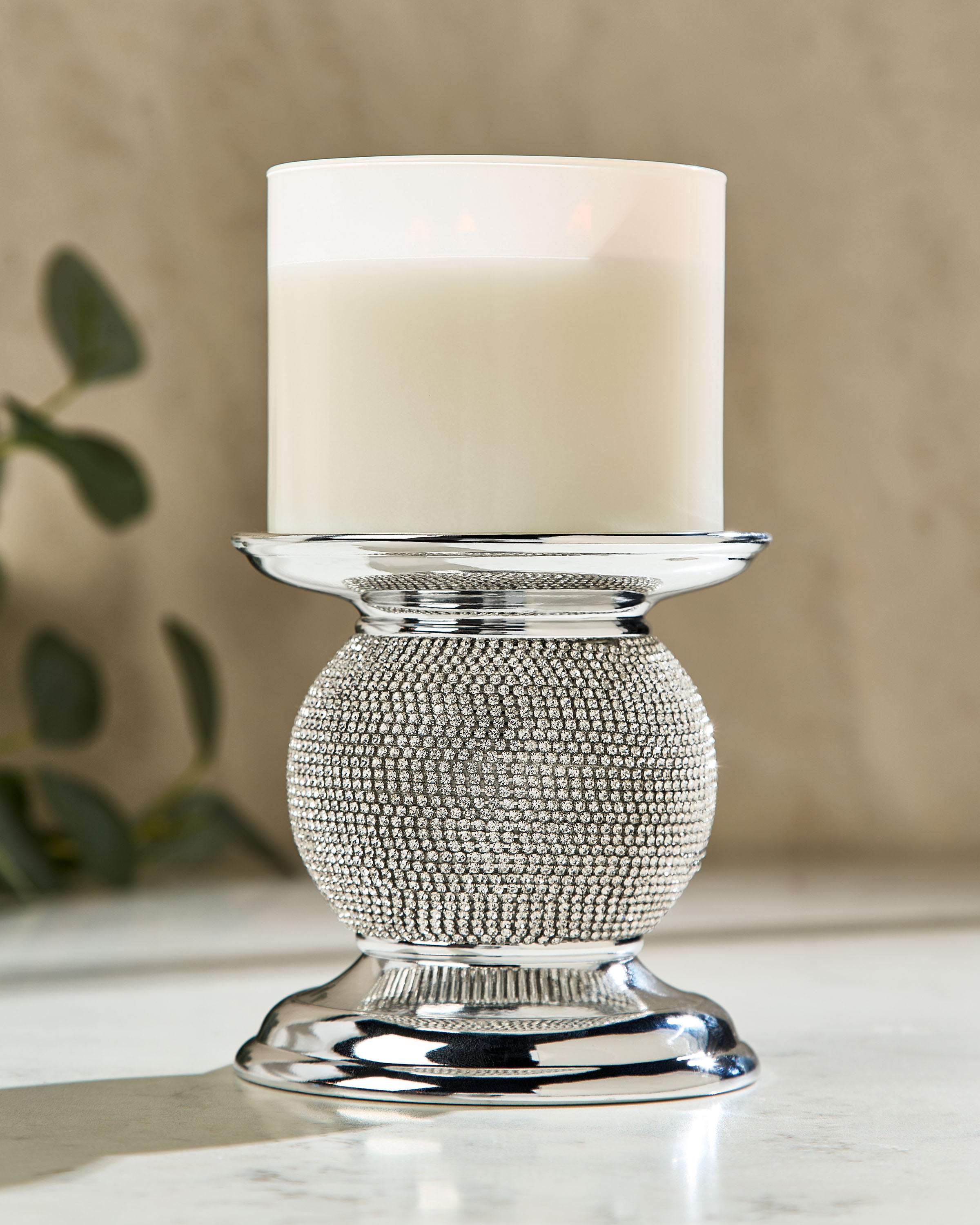 Bling Applique Pedestal 3-Wick Candle Holder
