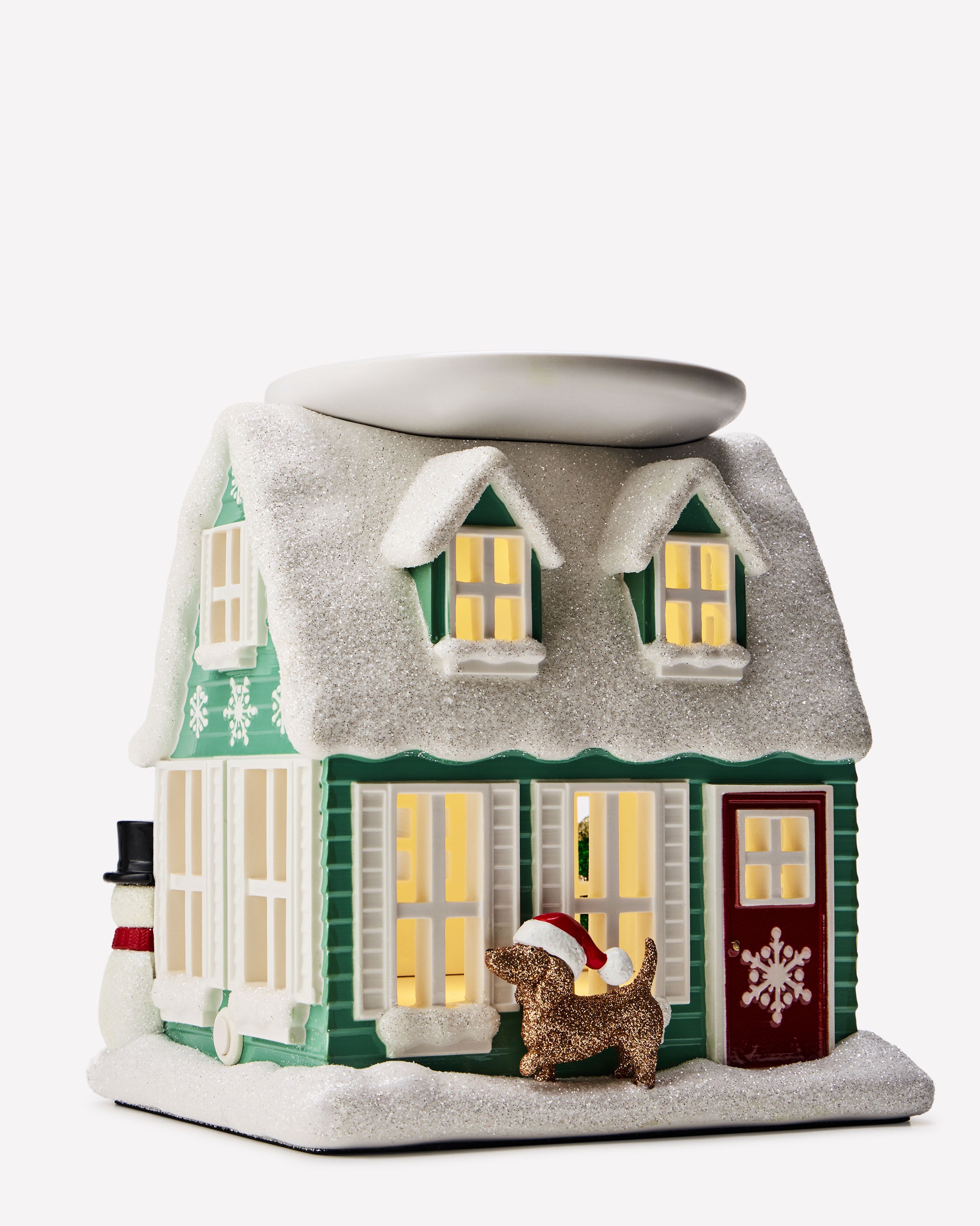Cozy House Light-Up Pedestal 3-Wick Candle Holder