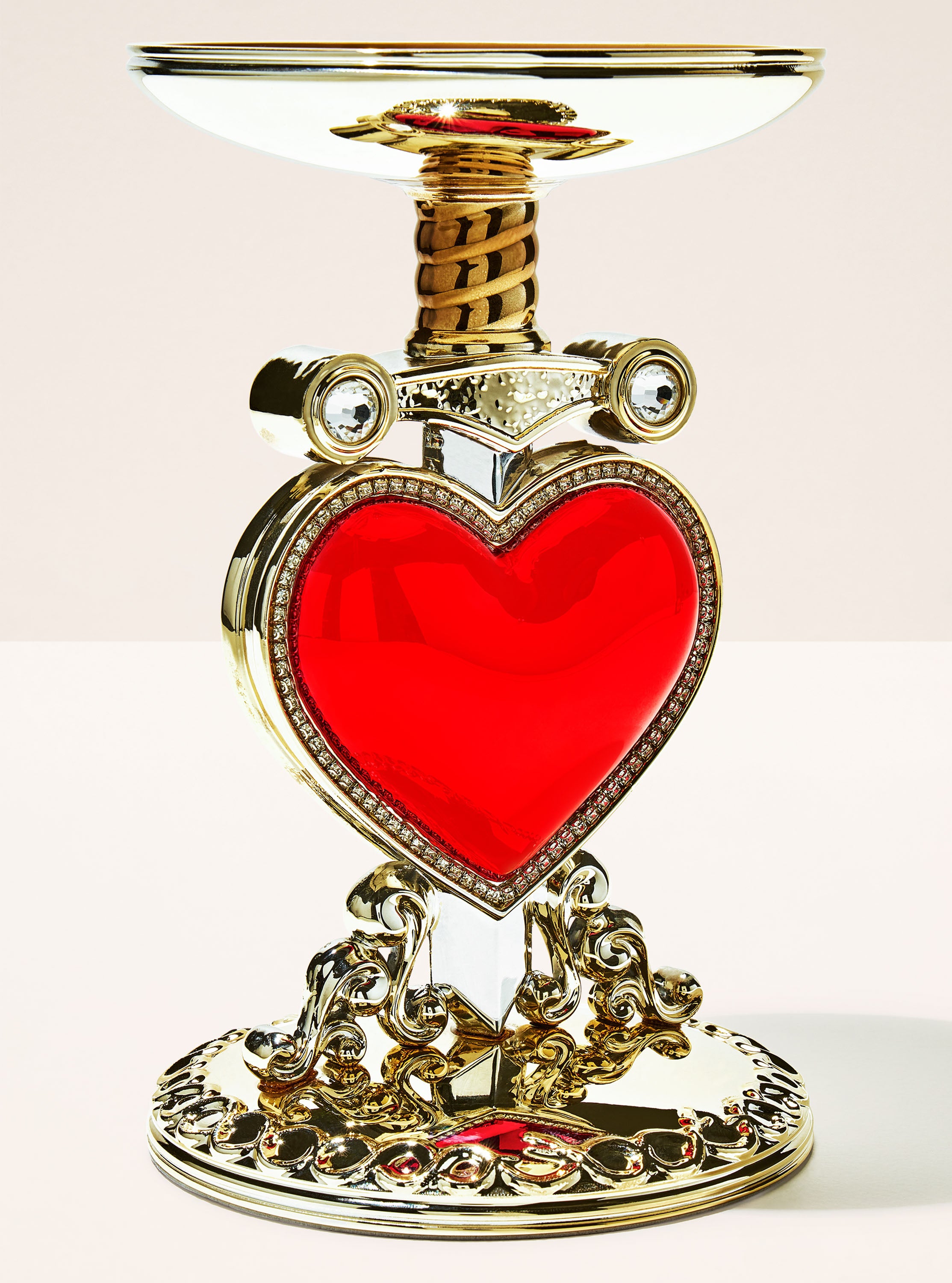 Evil Queen Pierced Heart Pedestal 3-Wick Candle Holder
