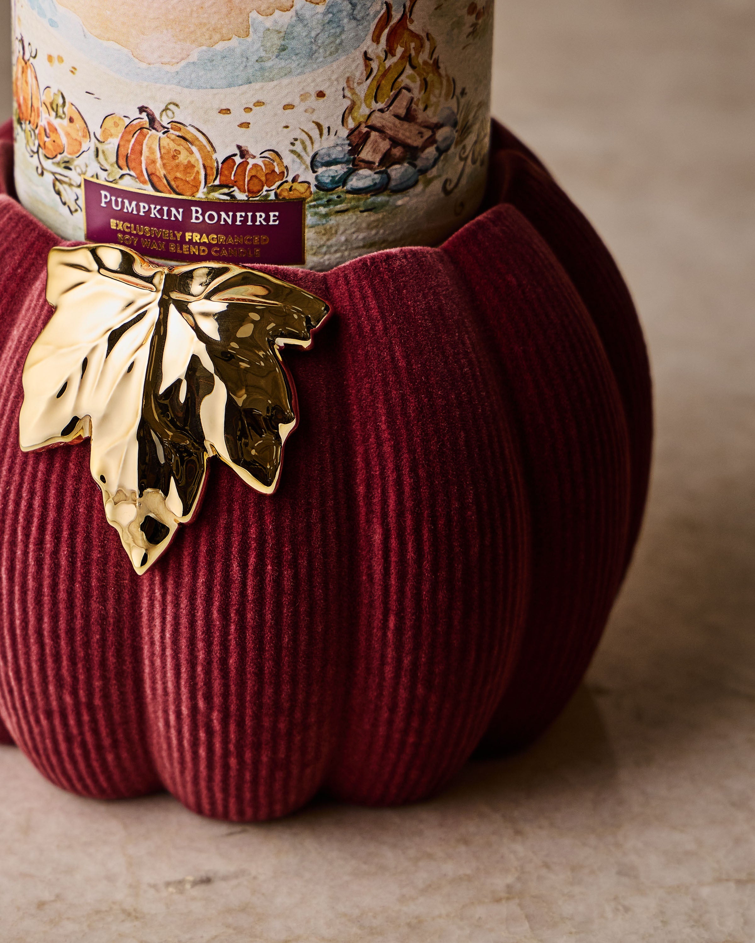 Corduroy Pumpkin 3-Wick Candle Holder