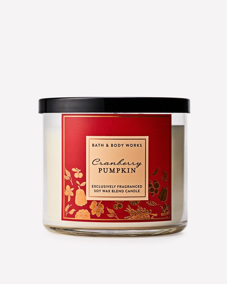 専用 Bath & Body Works Candle Body Wash Cranberry Pumpkin 3-Wick Candle | Bath & Body Works