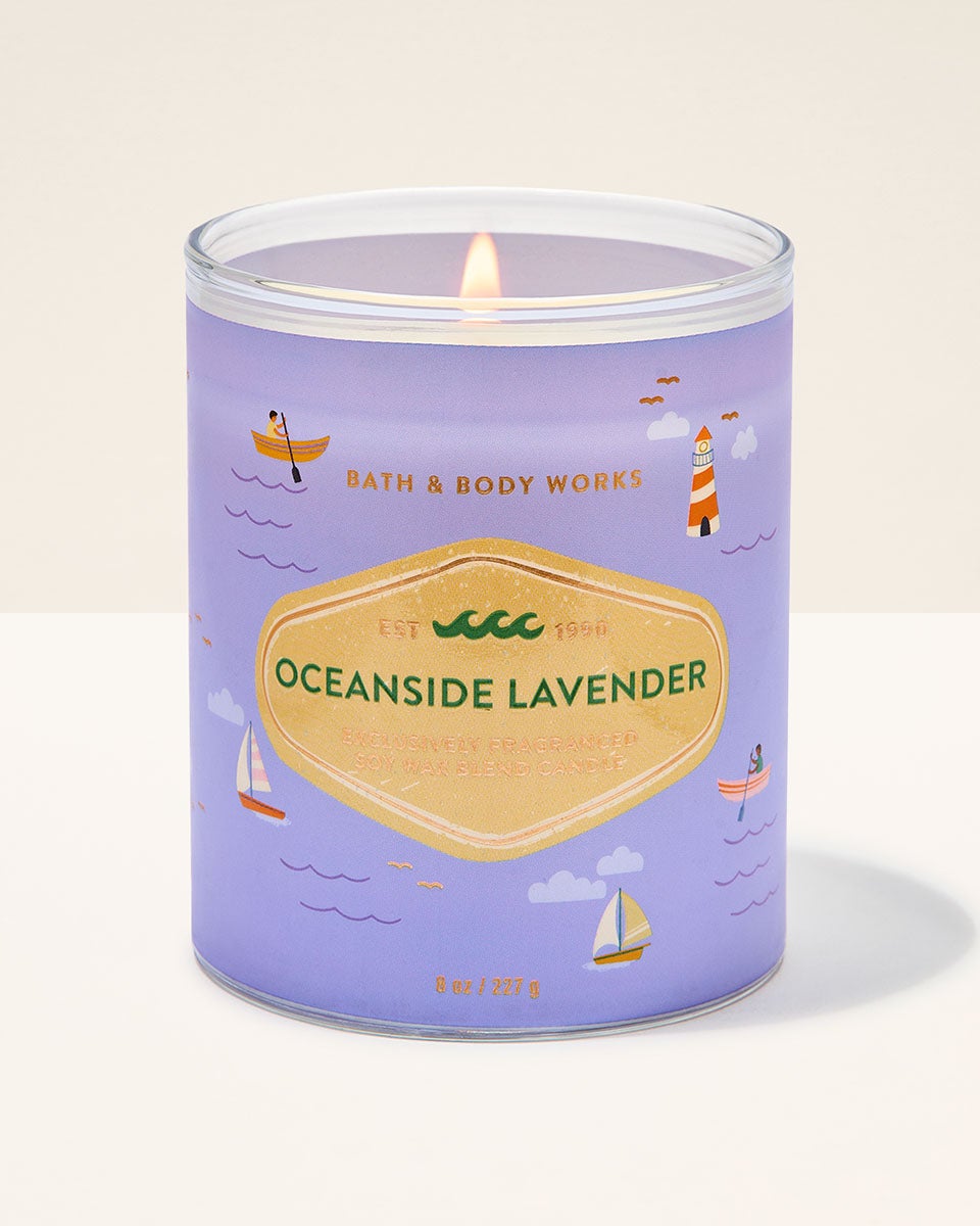 Oceanside Lavender Single Wick Candle | Bath & Body Works