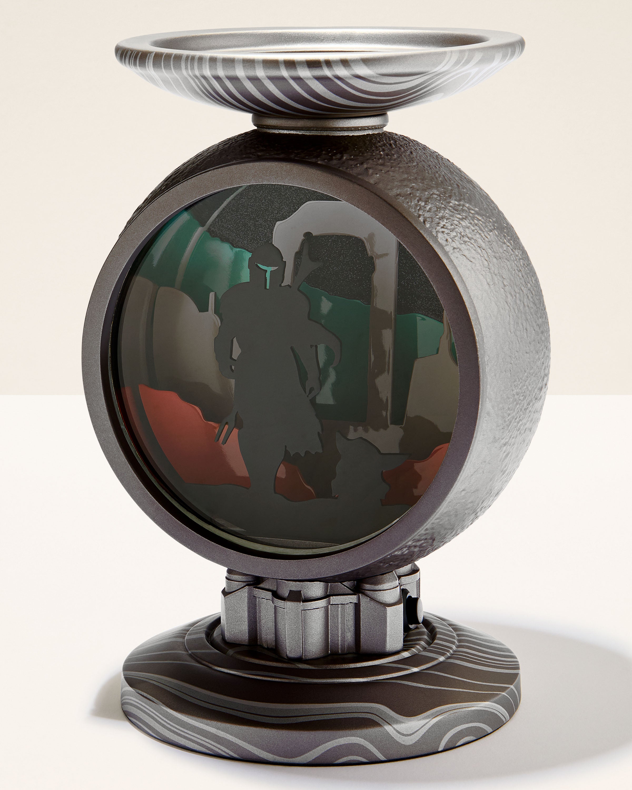 The Mandalorian Light-Up Pedestal 3-Wick Candle Holder